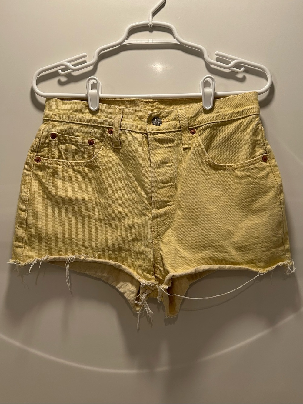 Levi's Yellow High-Rise Cutoff Denim Shorts